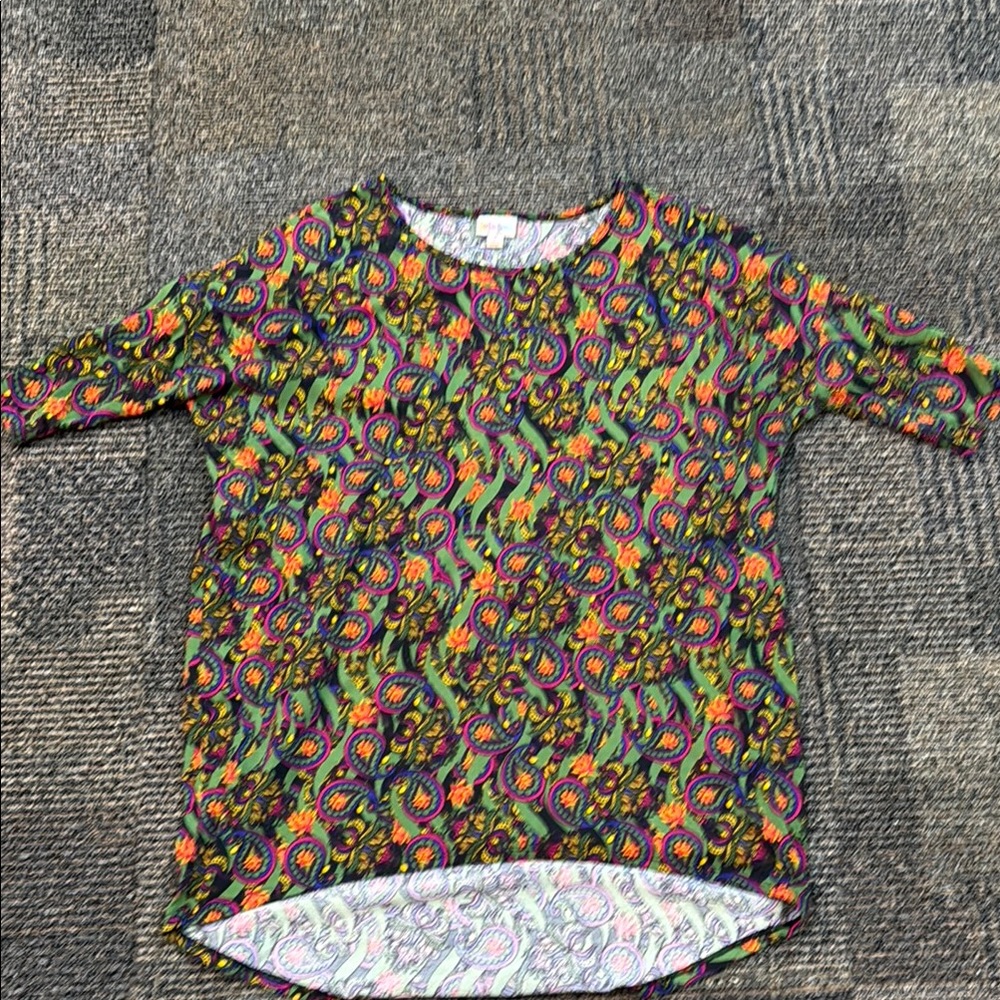 Lularoe women’s small green blue orange floral short sleeve shirt